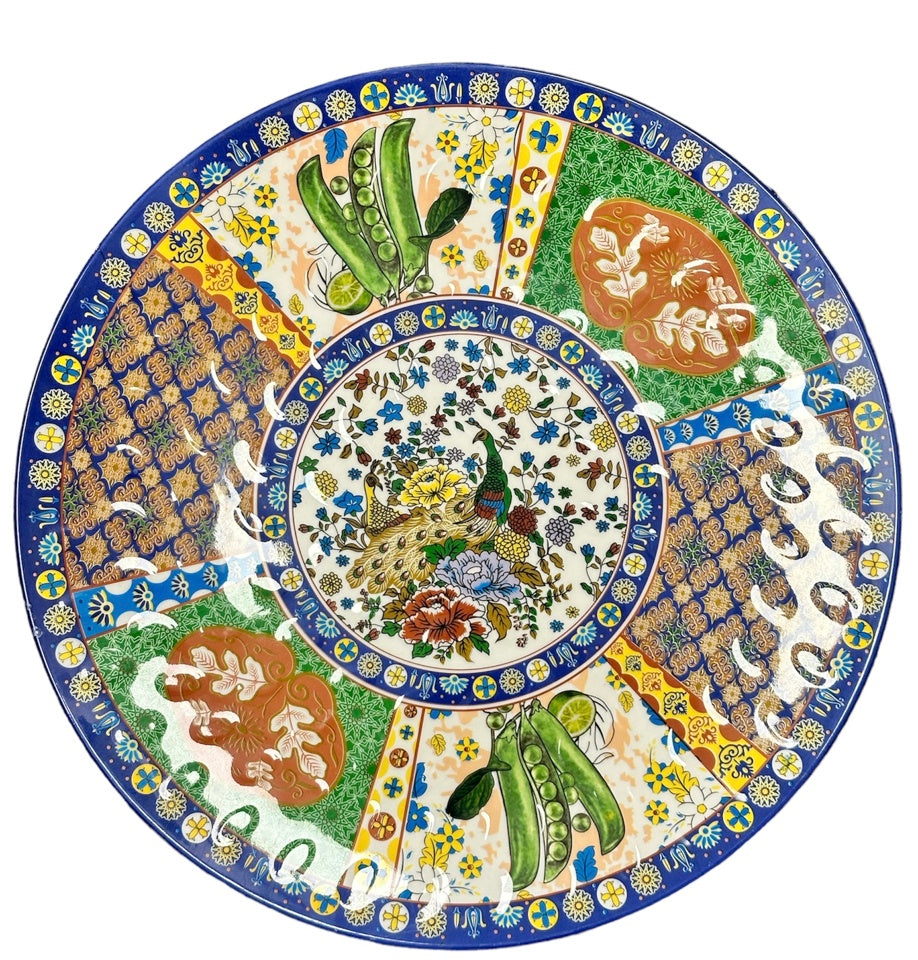 Traditional Patchwork Peacock Serving Platter Aahu Barah 7832